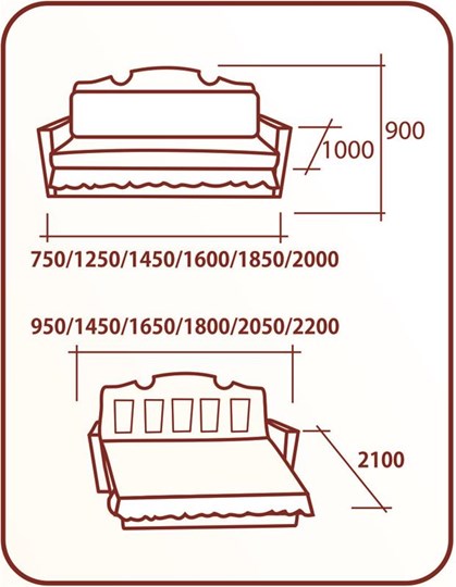 Прямой диван Аккордеон Бук 120 Радуга в Чите - изображение 1